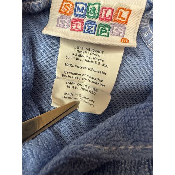 Vintage 0-3 Months Newborn Unisex Small Steps Baby Sleeper Terry Cloth Blue - Picture 6 of 8